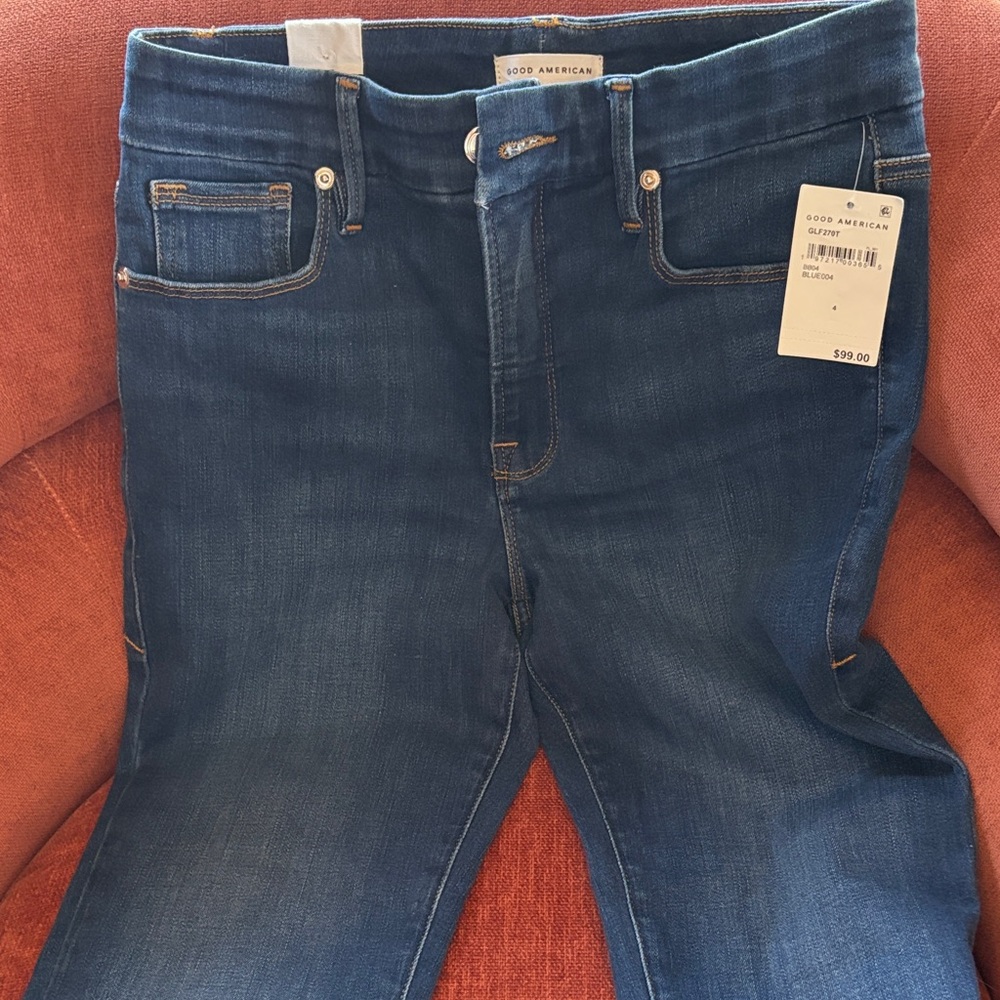 Good American Indigo Blue High-Rise Straight Jeans